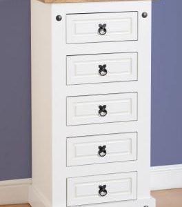 Corona white/pine 5 drawer chest-0