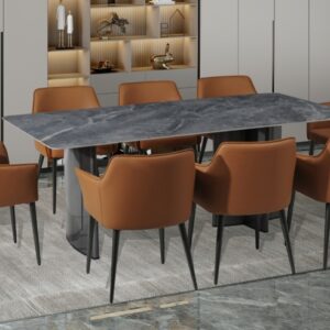 Campania sintered stone 200cm fixed dining table and 6 chairs