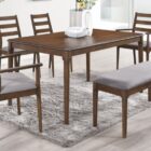 Orlando walnut oak dining table and 2 chairs, 2 carver chairs and a bench