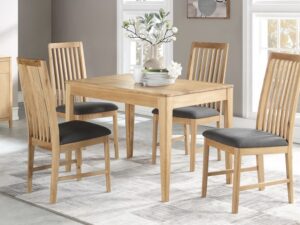 Dunmore oak 120cm fixed dining table and 4 dining chairs
