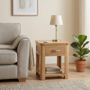 Treviso Oak end table with drawer