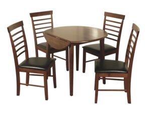 Hanover dark round drop - leaf dining table and 2 chairs