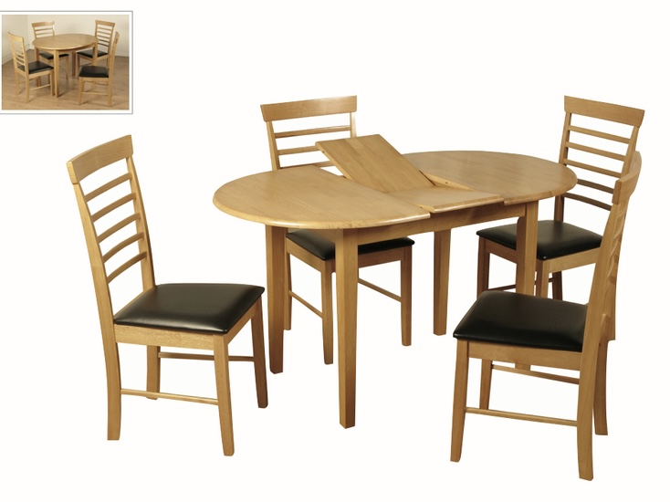 Screenshot Hanover light oval butterfly extension dining table and 4 chairs