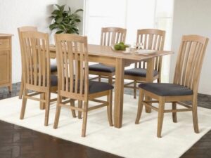 Kilkenny oak 160cm extending dining table and 6 chairs
