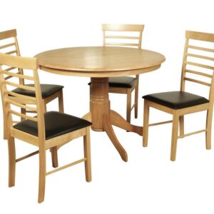 Hanover light round dining table and 4 chairs with pedestal