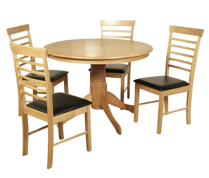 Screenshot Hanover light round dining table and 4 chairs with pedestal