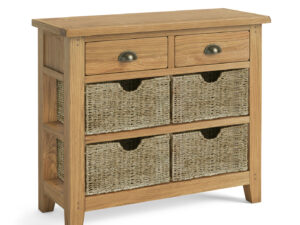 Burford  oak console table with baskets