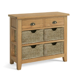 Burford  oak console table with baskets