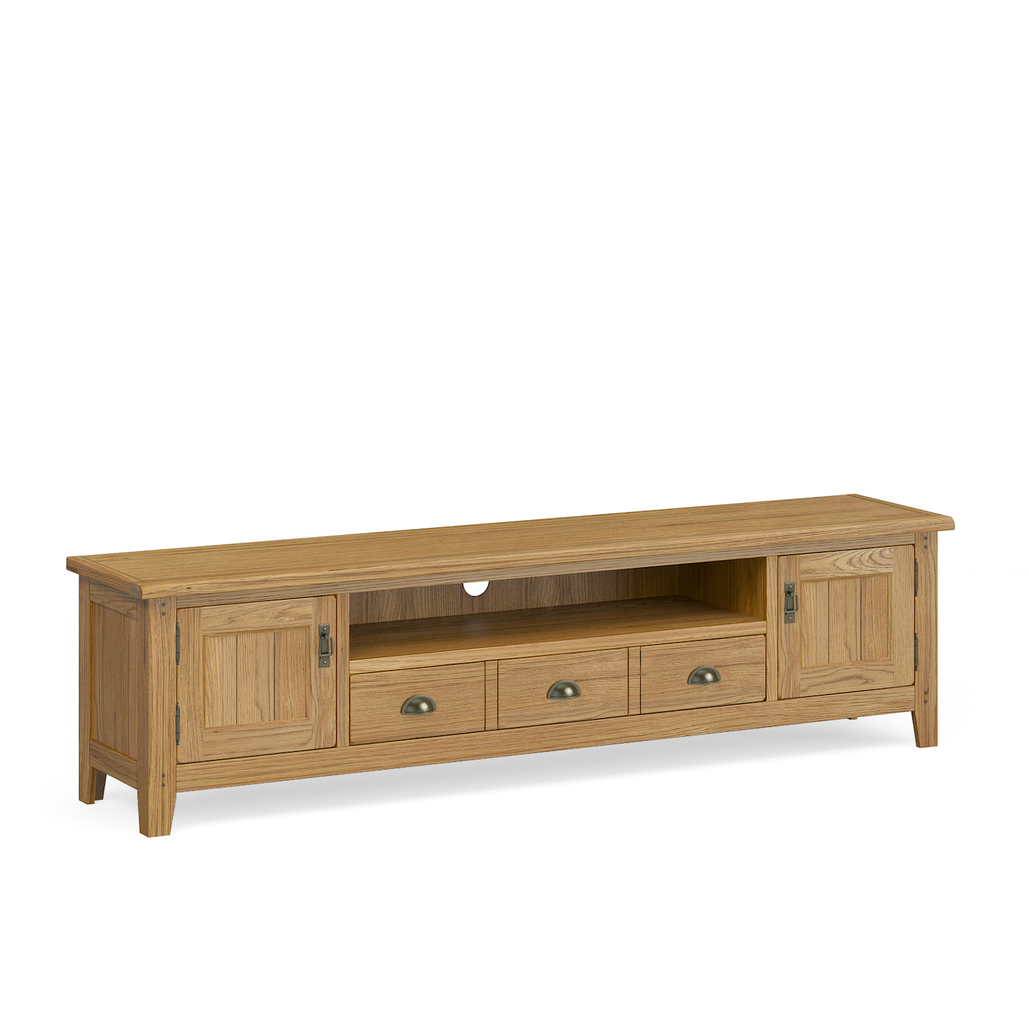 Burford-5885-extra-large-tv-unit-210cm-cup-handles. Jpg Burford extra large oak tv unit 2100