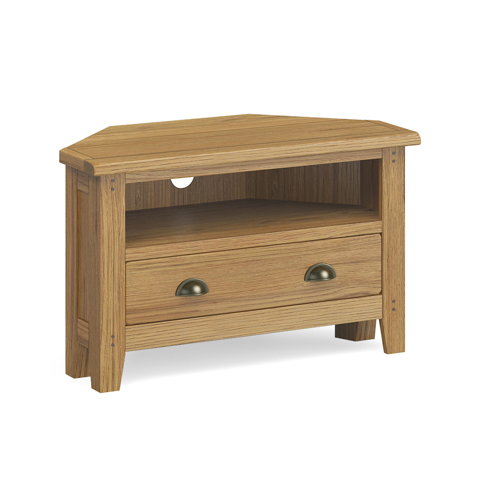 Burford-5886-corner-tv-unit-with-drawer-cup-handles. Jpg Burford oak corner tv unit with drawer