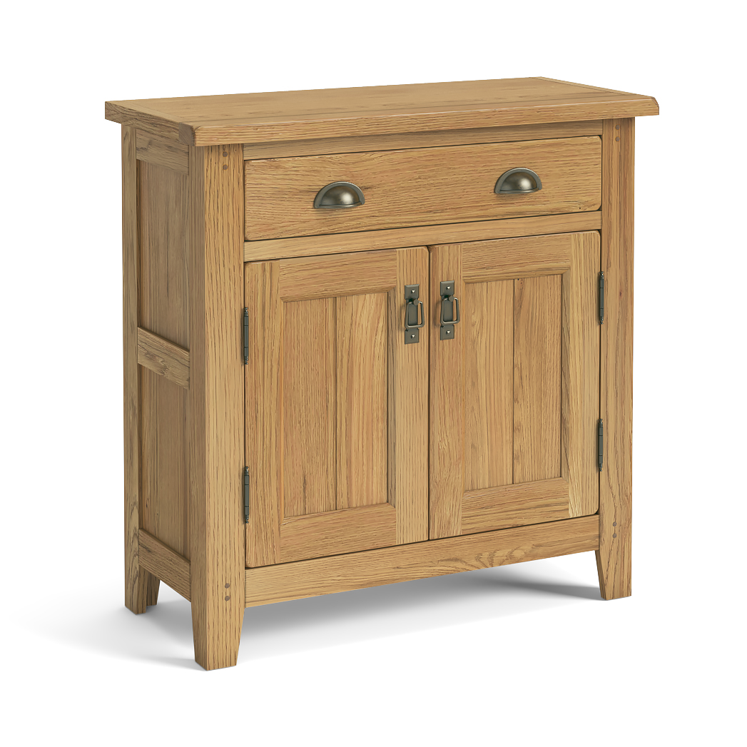 Burford-5889-mini-sideboard-with-top-drawer-cup-handles. Jpg Burford oak mini sideboard with top drawer