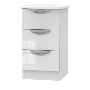 Camden gloss 3 drawer bedside
