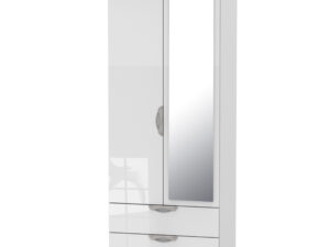Camden gloss tall 2 door 2 drawer mirrored robe