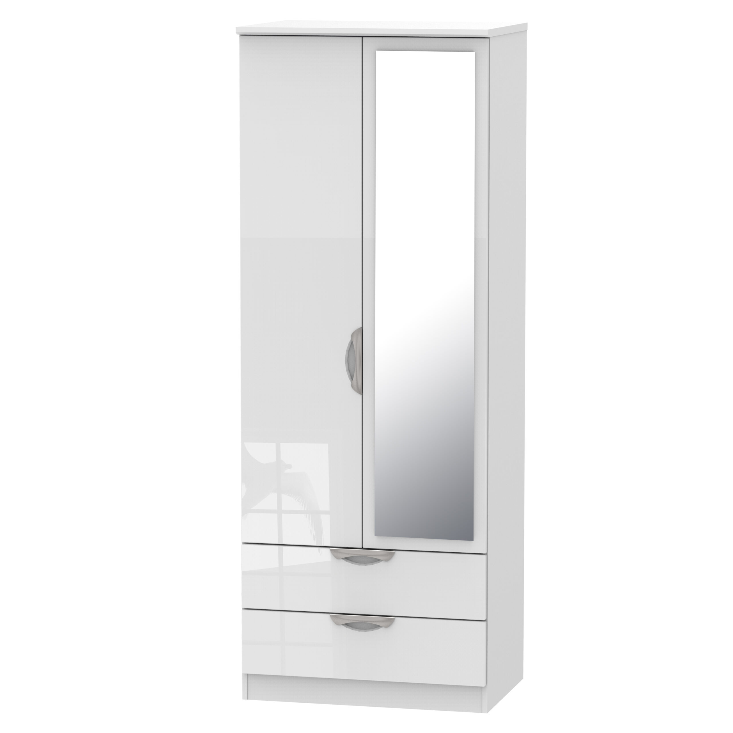 Cam082wgw-scaled-1. Jpg Camden gloss tall 2 door 2 drawer mirrored robe