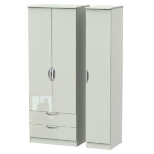 Camden gloss tall 3 door 2 drawer robe