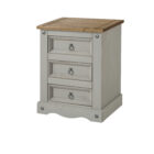 Corona greywash 3 drawer bedside Corona greywash 3 drawer bedside
