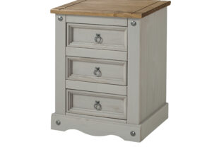 Corona Greywash 3 drawer bedside