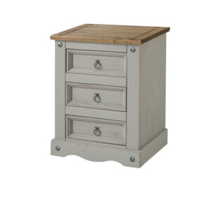 Corona Greywash 3 drawer bedside