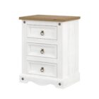 Corona white wash 3 drawer bedside Corona white wash 3 drawer bedside