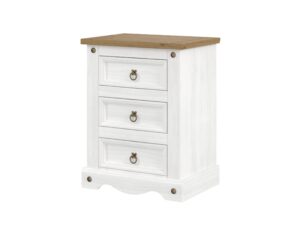 Corona white wash 3 drawer bedside