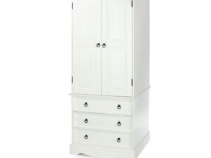 Corona white wash 2 door 3 drawer robe