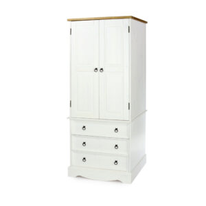 Corona white wash 2 door 3 drawer robe