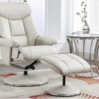 Biarritz plush leather recliner with free stool