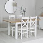 Eastry oak painted medium dining set with 4 chairs Eastry oak painted medium dining set with 4 chairs