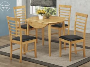 Hanover light round drop - leaf dining table and 2 chairs