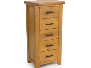 Hampshire Oak 5 drawer slim chest