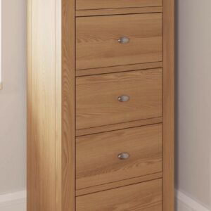 Galaxy oak 5 drawer narrow chest