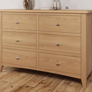 Galaxy oak 6 drawer chest