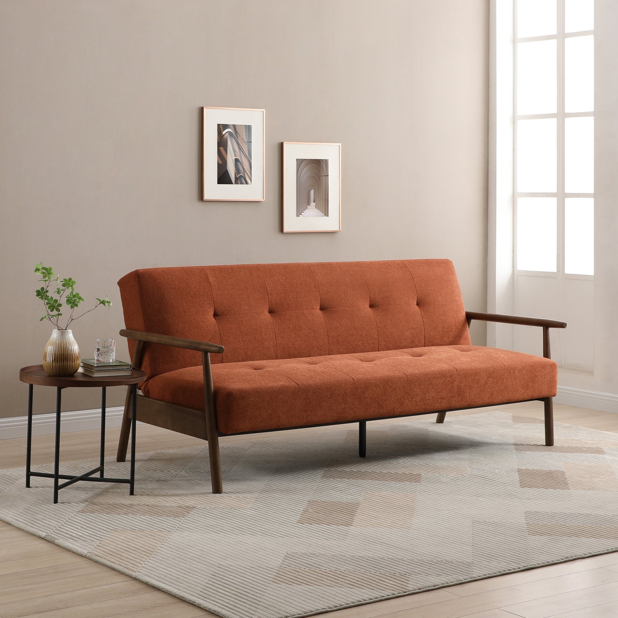 Ky480-berkeley-sofa-bed-burnt-orange-lifestyle-2-sq. Jpg Barclay deluxe click clack sofa bed