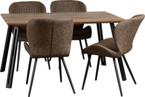 Quebec straight edge dining table and four chairs