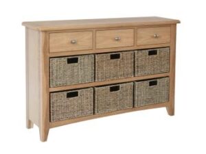 Galaxy oak 3 drawer 6 basket unit