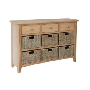 Galaxy oak 3 drawer 6 basket unit
