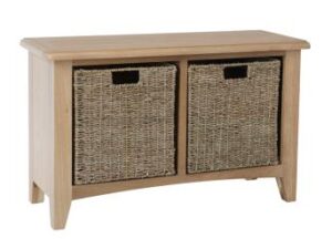 Galaxy oak hall bench with baskets