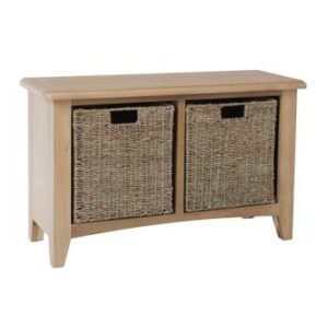 Galaxy oak hall bench with baskets