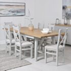 Eastry oak painted 1. 8m refectory butterfly extending dining table with 6 chairs