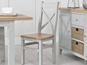 Eastry Oak painted cross back chair with wooden seat