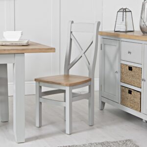 Eastry Oak painted cross back chair with wooden seat