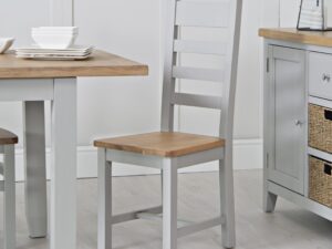 Eastry Oak painted ladder back dining chair with wooden seat