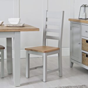 Eastry Oak painted ladder back dining chair with wooden seat