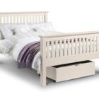 Barcelona white 4'6 bedframe high foot end