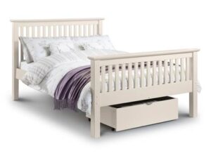 Barcelona White 4'6 bedframe high foot end