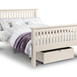 Barcelona White 4'6 bedframe high foot end