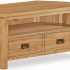 Bergerac petite oak corner tv unit with large drawer Bergerac petite oak corner tv unit with large drawer