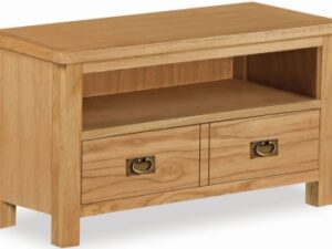 Bergerac Petite Oak small TV unit with large drawer
