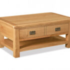 Bergerac oak large coffee table with drawer and shelf Bergerac oak large coffee table with drawer and shelf