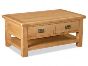 Bergerac Oak large coffee table with drawer and shelf